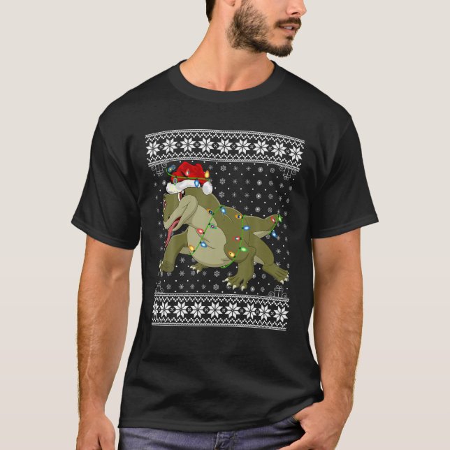 Camiseta Dragon Xmas Ugly Santa Lighting Komodo Dragon Chri (Anverso)