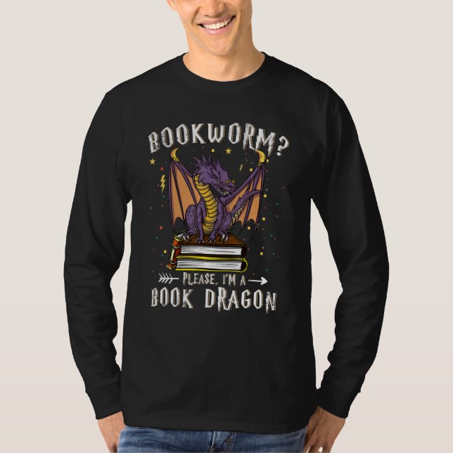 Camiseta Dragón y libro Bookworm I M A Book Dragon (Anverso)