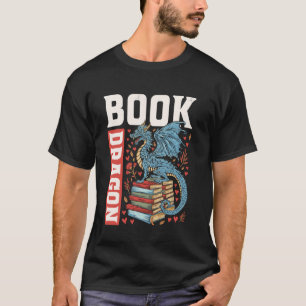Camiseta Dragón Y Libros Bibliófilo Hombres Mujeres Lectura