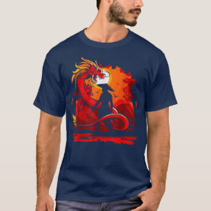 Camiseta Dragón y Samurai con Katana Japón Anime Lover D