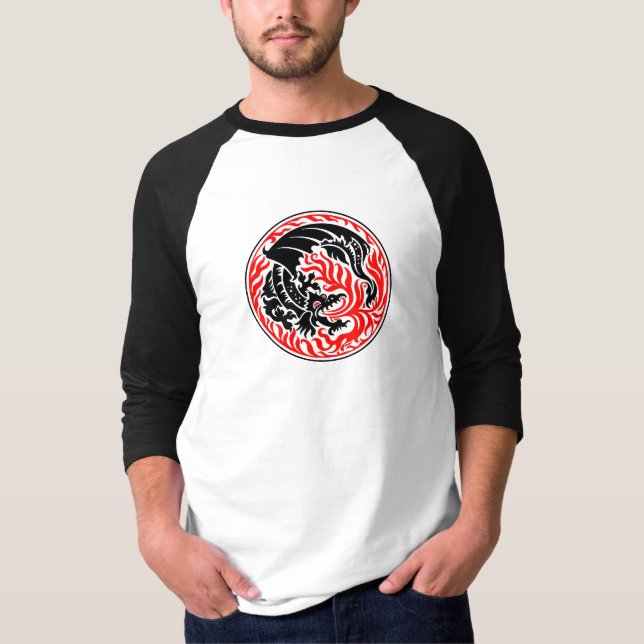 Camiseta Dragoncircle - Black with Red Fire (Anverso)