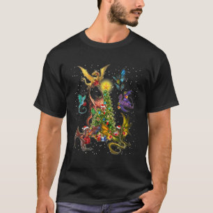 Camiseta Dragones alrededor de Navidades de árboles de Navi