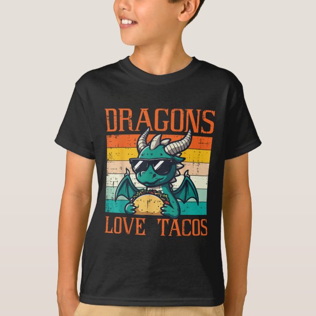 Camiseta Dragones Aman Tacos Graciosa Comida Mexicana Fiest (Anverso)