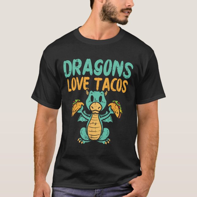 Camiseta Dragones Aman Tacos Lindo Cinco De Mayo Comida Mex (Anverso)