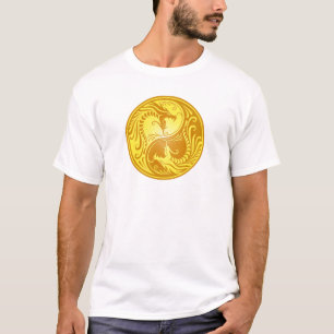 Camiseta Dragones, amarillo y marrón de Yin Yang