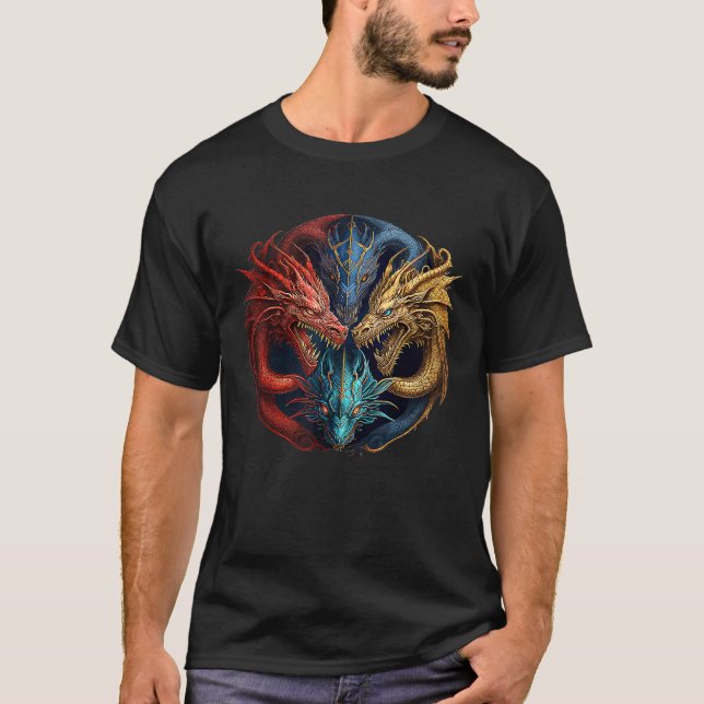 Camiseta Dragones arcoiris de fantasía celta (Anverso)