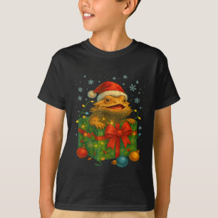 Camiseta Dragones barbudos divertidos Santa Luces del árbol
