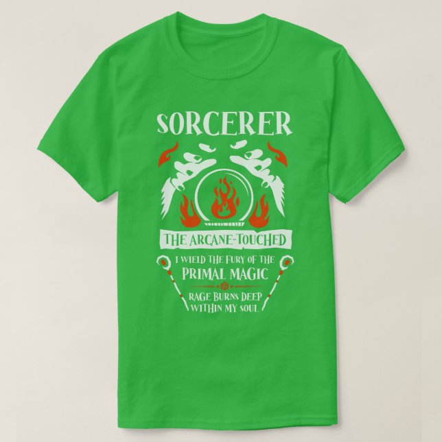 Camiseta Dragones de Dungeons de clase DD SORCERER (Diseño del anverso)