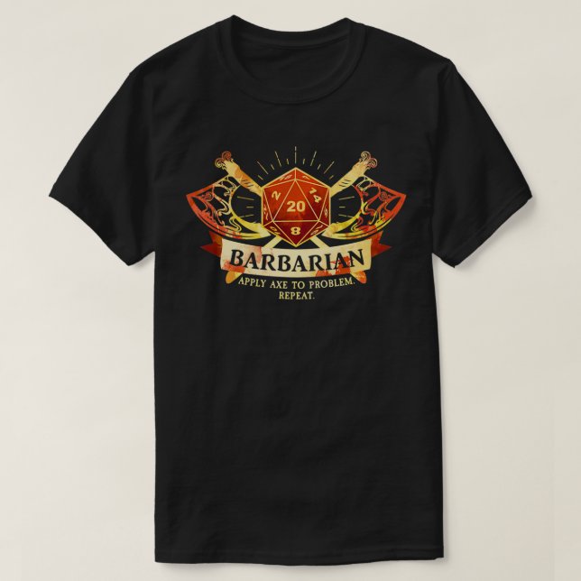 Camiseta Dragones de voladizo barbadense de clase D20  (Diseño del anverso)