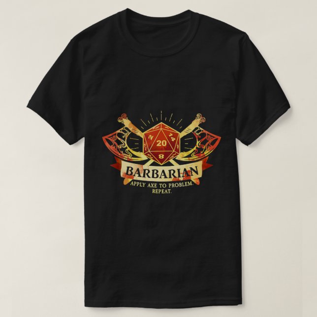 Camiseta Dragones de voladizo barbadense de clase D20 (Diseño del anverso)