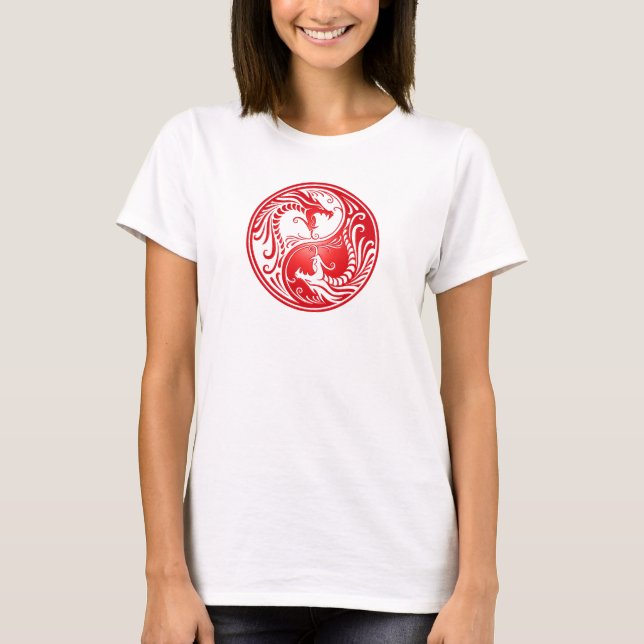 Camiseta Dragones de Yin Yang, rojos (Anverso)