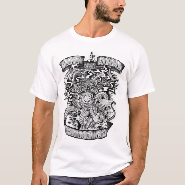CAMISETA DRAGONES DEL CO. DEL TATUAJE DEL ARTE Y DEL ALMA (Anverso)