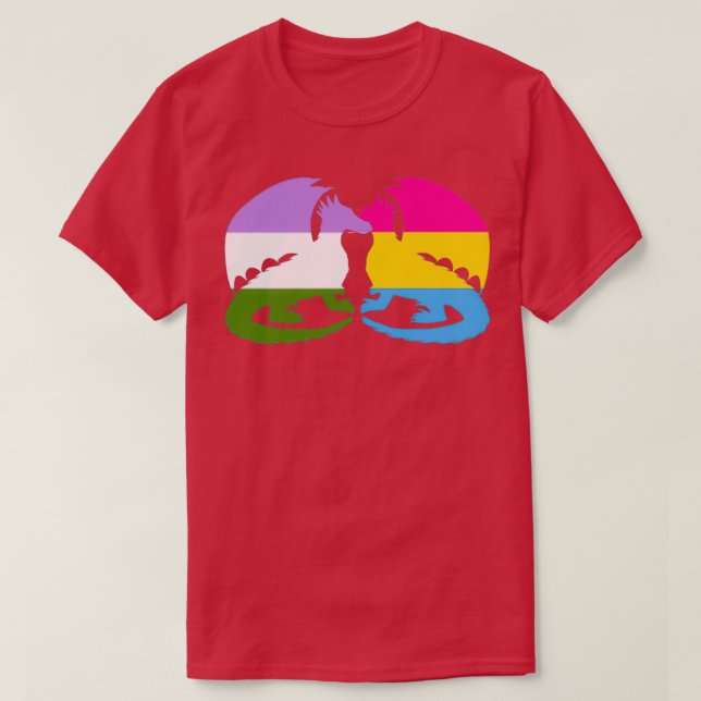 Camiseta Dragones del Orgullo Pansexual de Género (Diseño del anverso)