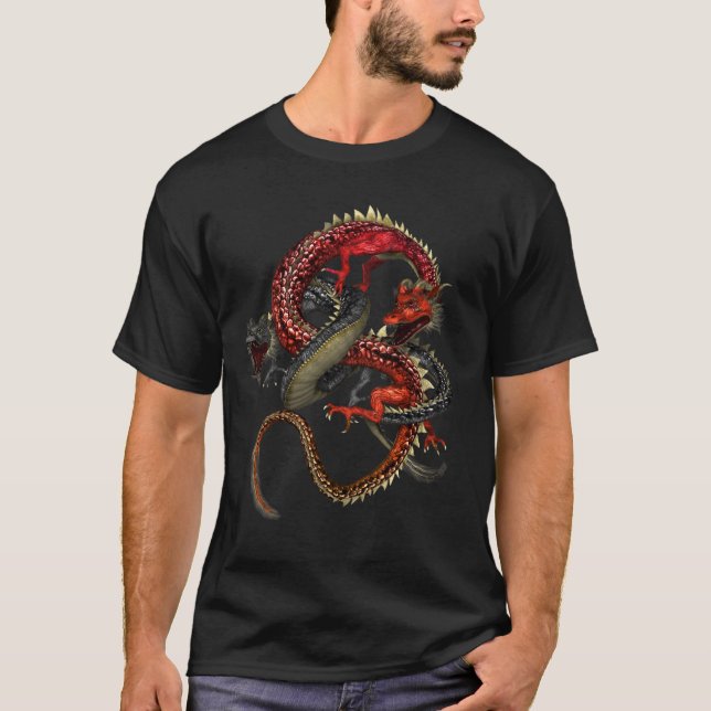 Camiseta Dragones Rojos y Negros (Anverso)