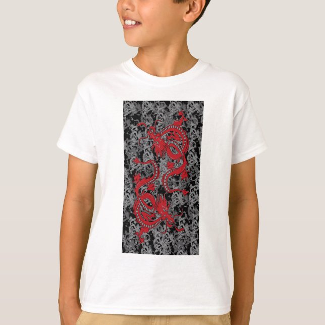 Camiseta Dragones rojos Ying Yang (Anverso)