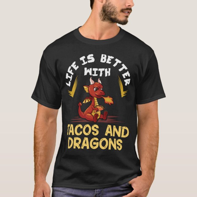 Camiseta Dragones Tacos Gift Mujeres Hombres Amor Mexicano (Anverso)