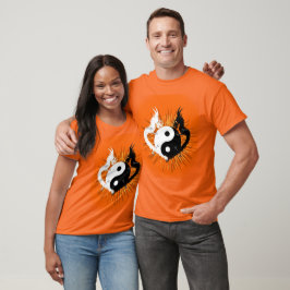 Camiseta Dragones Yang Yin blancos y negros - Naranja