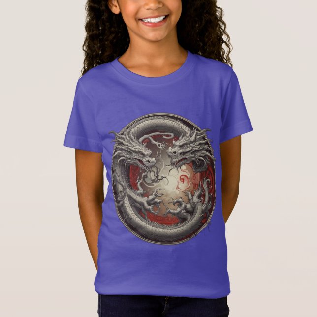 Camiseta Dragones Yin Yang - Equilibrio de poder y espíritu (Anverso)