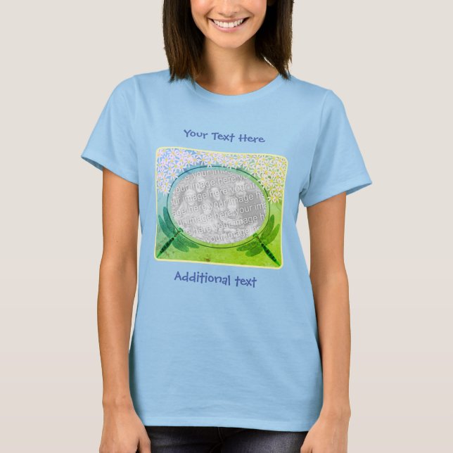 Camiseta Dragonflies And Daisy Flowers Photo Personalized (Anverso)