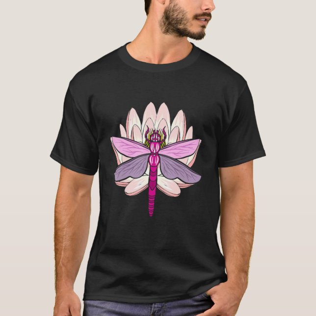 Camiseta Dragonflies de los insectos espirituales Lotus Dra (Anverso)