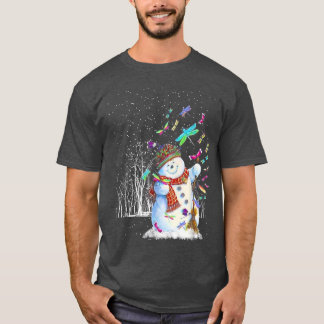Camiseta Dragonflies Snowman Scarf Christmas Tree Wi-Fi
