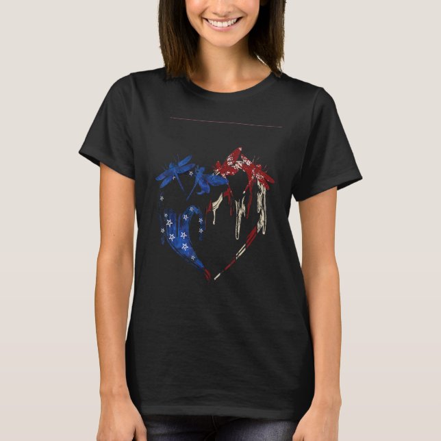 Camiseta Dragonfly 4th Of July Men Dragonfly  USA Flag Amer (Anverso)