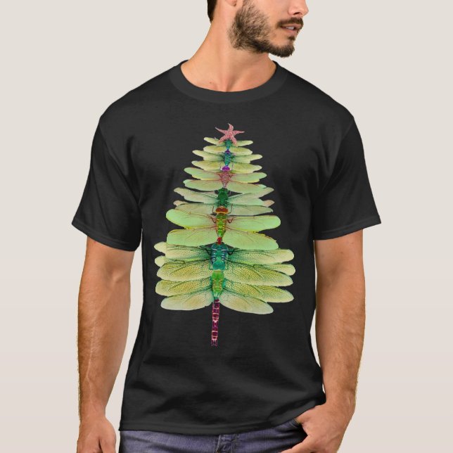 Camiseta Dragonfly Árbol de Navidad Divertido Dragonfly Ama (Anverso)