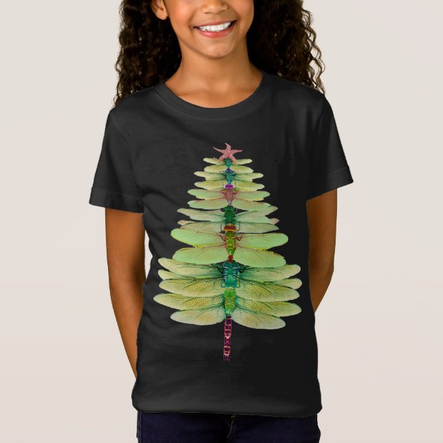 Camiseta Dragonfly Árbol de Navidad Divertido Dragonfly Ama (Anverso)