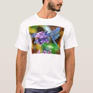 Camiseta Dragonfly azul sobre el arte de los puntos de ajo