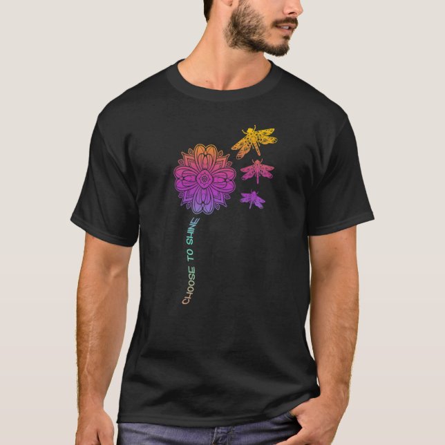 Camiseta Dragonfly Colorful Mandala Peace Zen Yoga Chakra O (Anverso)