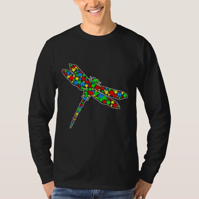 Camiseta Dragonfly Funny Puzzle Animals Autism Awareness (Anverso)