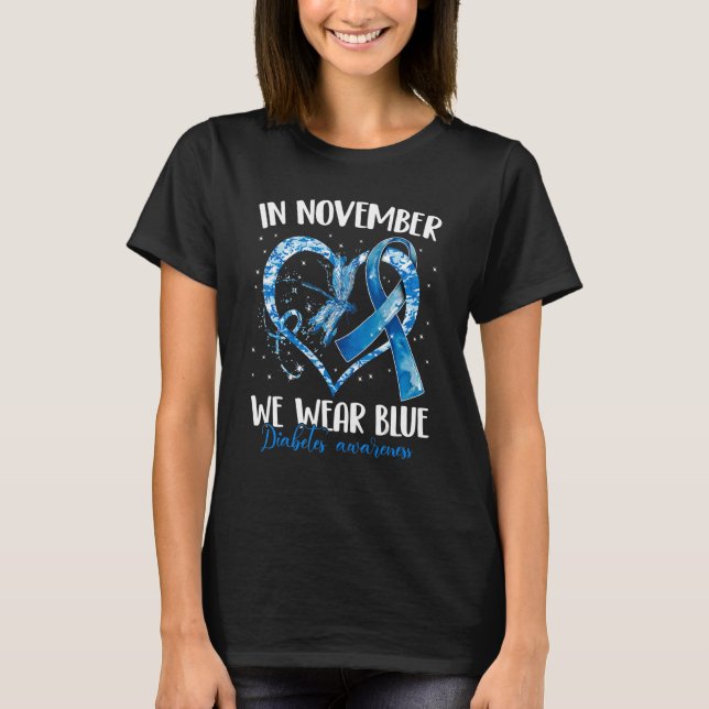 Camiseta Dragonfly In November We Wear Blue Diabetes Awaren (Anverso)