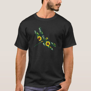 Camiseta Dragonfly Sunflower Girl Floral Swarm Hawaiian Wom
