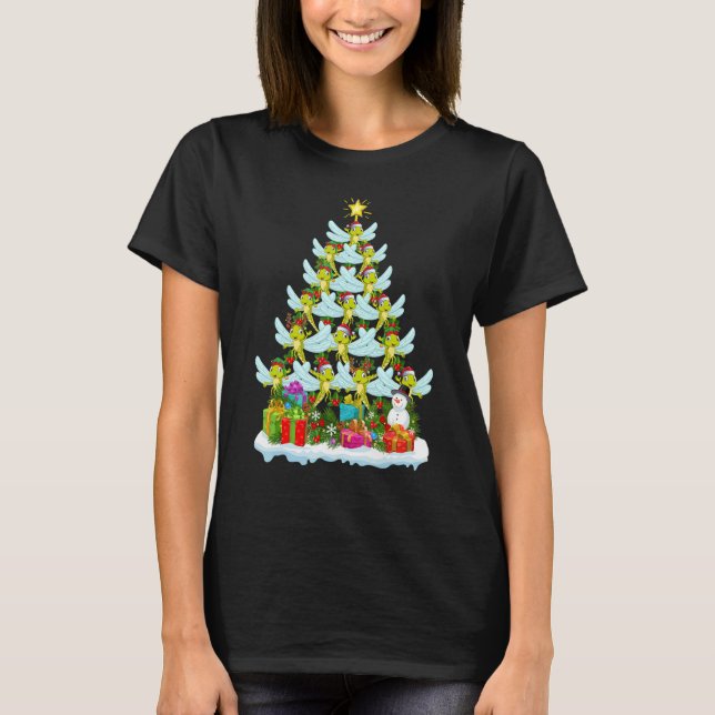 Camiseta Dragonfly   Xmas Holiday   Dragonfly Christmas Tre (Anverso)