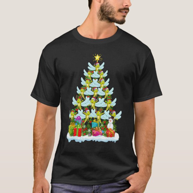 Camiseta Dragonfly   Xmas Holiday   Dragonfly Christmas Tre (Anverso)