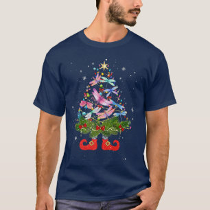 Camiseta Dragonflys Christmas Tree Lights Funny Santa Hat L