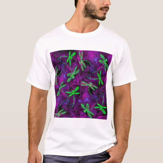 Camiseta Dragonismo verde anime en rosa caliente y morado (Anverso)