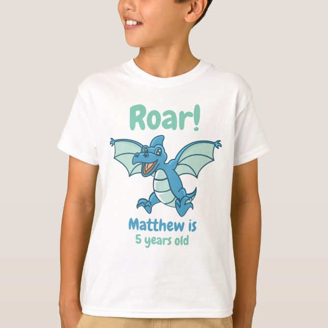 Camiseta Drágonos verdes y azules Dinosaurios Roar Boy cump (Anverso)