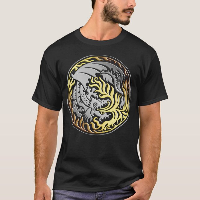 Camiseta Dragonround - Cromado y dorado (Anverso)