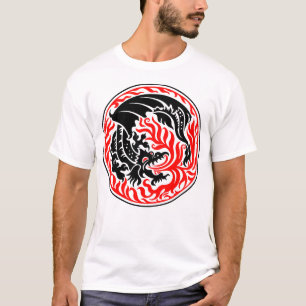 Camiseta Dragonround - Negro con fuego rojo