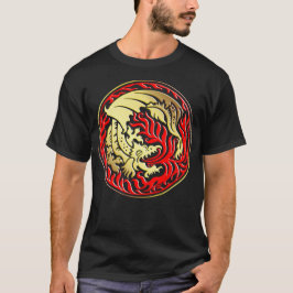 Camiseta Dragonround - Oro con fuego rojo