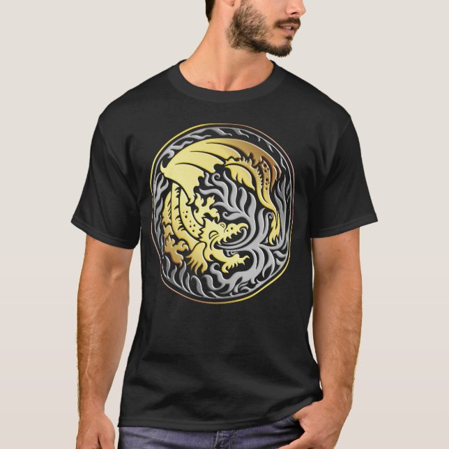 Camiseta Dragonround - Oro y cromo (Anverso)