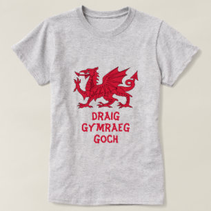 Camiseta draig Gymraeg goch I dragón rojo galés