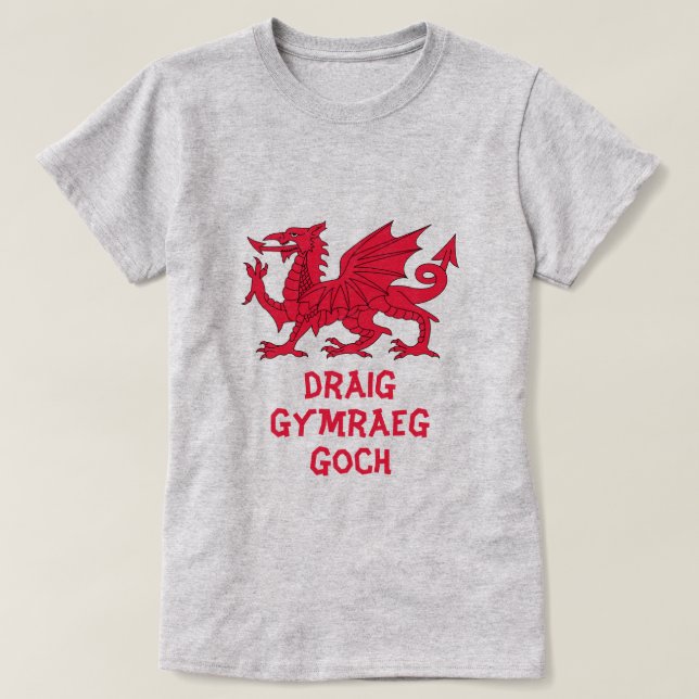 Camiseta draig Gymraeg goch I dragón rojo galés (Diseño del anverso)