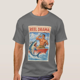 Camiseta Drama de Caña Pescador de Tiburones | Barco Retro 