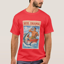Camiseta Drama de Caña Pescador de Tiburones | Barco Retro 