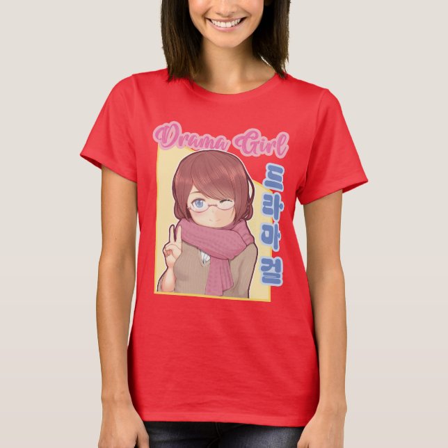 Camiseta Drama Kawaii Chica con estética hangul coreana (Anverso)