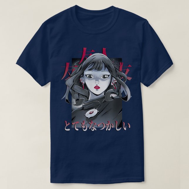 Camiseta Dramático Chica Anime (Diseño del anverso)