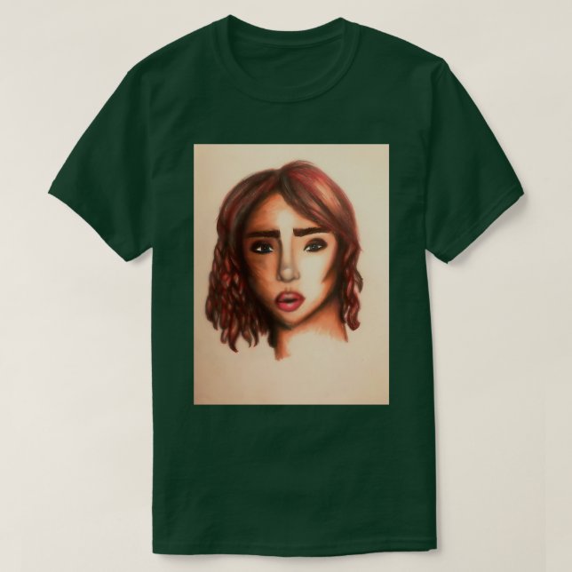 Camiseta Dramático Chica de cabeza roja (Diseño del anverso)