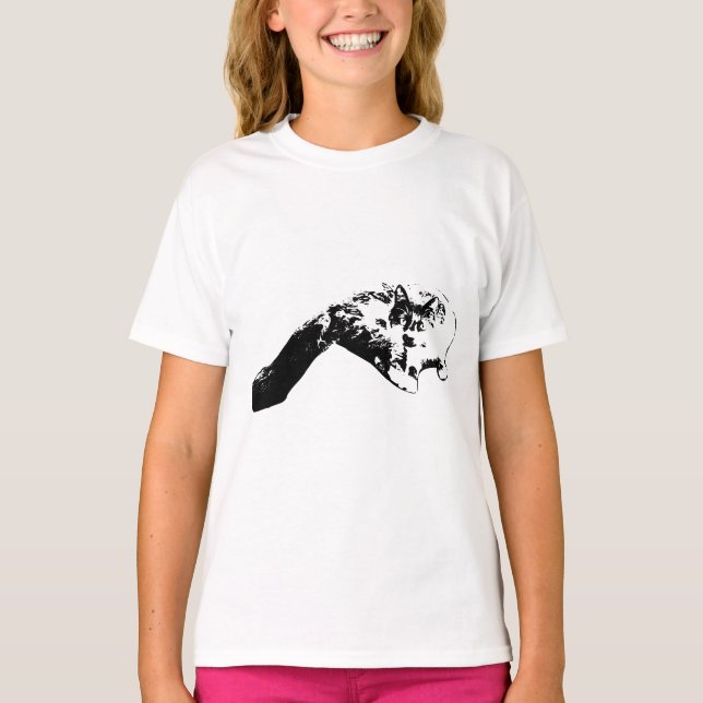 Camiseta Dramático Tee de arte de la tinta de gato de cola  (Anverso)